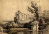 [Church ruins on a riverbank]