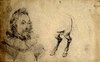 [Portrait of a man ; study of the hind legs of a horse]