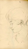 [Left profile of head and shoulders of a young boy]