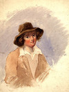 [Sketch of a boy wearing a hat]
