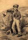[A shepherd boy with his dog and sheep]