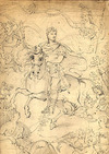 [Soldier on horseback with Britannia holding a wreath above his head]