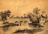 [Cottage by a three arch bridge]