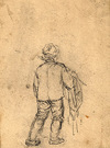 [Man carrying a stick and coat]