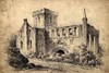 [Church ruins with romanesque, norman and gothic features]