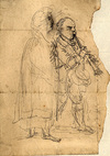[A man playing a oboe and a man wearing a cape, unfinished]