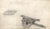 [A wooden-framed harrow with main parts leaf, bull, tine or pin ; A hay cart]