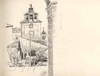 [View of tower with bells and clock, Italy]