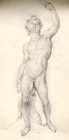 [Pencil study of a standing young male nude, full-length]