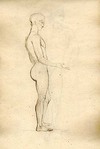 [A male nude standing, full-length, right profile, with right hand outstretched]