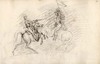 [Two men on horseback engaged in a joust]