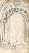 [Sketch of a Romanesque doorway - unfinished]