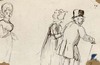 [A couple, walking arm in arm, with a woman walking behind them]