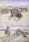 Her Ladyship now mounts her second horse - P.S. ("Cerf Agile" isn't in it with her ladyship). Jog "Blood Royal" home quietly - Paddy - he's had about enough - poor dear! - I shall your layship [sic]. I'll give your ladyship a lead - says Trivy - He renages and knocks over "Blood Royal".