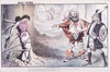 The Reason Why. 1st Bandit (Lord Salisbury) perceiving a certain knight approaching.-"Look, heartless man, you have tied up this Girl in a "Savage" manner, I shall unbind her." / 2nd Bandit (G.O.M.) -"Hold! I am going myself to release this "most interesting creature". / Captive.-"I esteem at it's full value this sudden solicitude in my behalf - The reason why is not far off.".