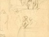 [Pencil sketches of figures of people and cow]