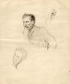 [Pencil sketch of man with hand on his chin]