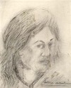 [Pencil sketch of a young woman's head]