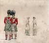 [Two Highlanders talking to each other with two soldiers talking in the background].