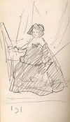[Pencil drawing of Velázquez's painting "Portrait of the Infanta Maria Theresa"]