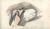 [Watercolour and pencil sketch of a bridge over a gorge, probably at Poolaphuca, County Wicklow, Ireland]