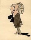 [Caricature of William Butler Yeats, (1865-1939), poet and senator, standing, right profile, head up in the air, wearing pince-nezs and cravat].
