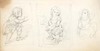 [Three pencil sketches of children in different poses]