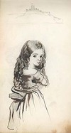 [Young girl, three-quarter-length, back turned, looking over right shoulder, long curly hair : Fortifications]