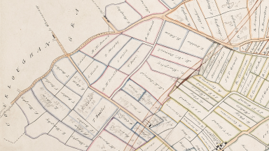 Open page zoomed in on displaying a line map of Clonmore from Maps of Estates in the County of Kilkenny, 1847 Clonmore/ Fiddown (MS L 476)