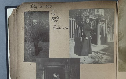 Black and white photographs inside the Elizabeth ‘Lollie’ Corbet Yeats' photograph album