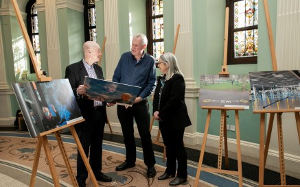 Pictured at an event to mark the donation of the Press Photographers Ireland (formerly PPAI) donation of their collection 'Life under Covid-19' to the National Library of Ireland are from L-R: Frank Miller (PPI), Professor Luke O'Neill, and Dr Audrey Whitty, Director of the National Library of Ireland.