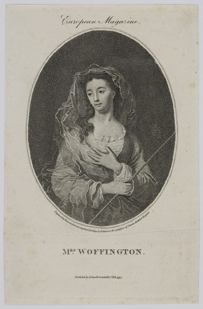 Engraving of Mrs. Woffington, head and shoulders portrait