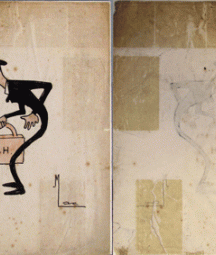 Fig 1. Before conservation treatment, this drawing was chemically and aesthetically damaged from acidic tape repairs.
