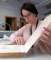 During conservation; securing the album structure with pamphlet style stitching