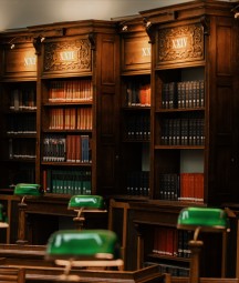 Brown bookshelves inside the NLI's Reading Room