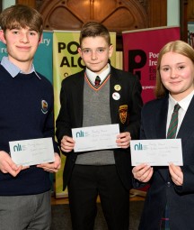 Luke Dolan, Jack Monaghan and Sarah Joyce in the NLI's Reading Room