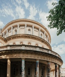 Exterior photograph of NLI's Main Library Building including portico