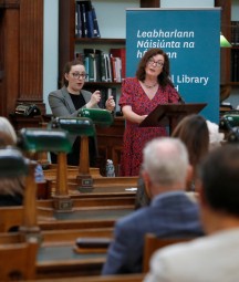  Margaret Kelleher delivering a lecture at the NLI