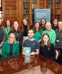 Group photo of Trinity Comprehensive school with Dr Audrey Whitty