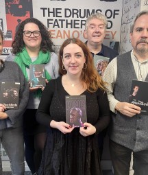 Group holding pamphlets in NLI Sean O'Casey Room