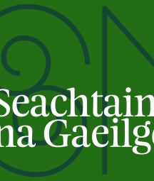 Graphic text reading Seachtain na Gaeilge