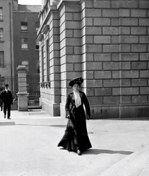 Woman entering the National Library of Ireland, Kildare Street