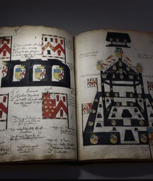 Heraldic book in dark lighting