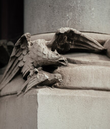 Stone sculptures on the NLI building