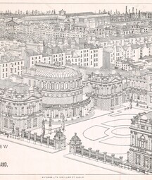 National Library of Ireland architect's drawing; NLI bird's-eye view | PD AD 3577_LBR 7279