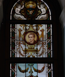 Stained glass window of Thomas Moore at the NLI