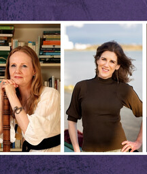 Dublin Book Festival logo, alongside photos of the 3 authors