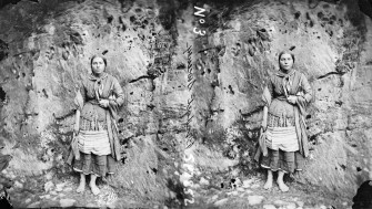 Bridget Sweeney selling refreshments at the Gap of Dunloe in Kerry around 1860-1870