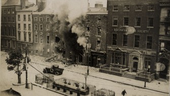 O'Connell Street battle, July 1922: Title taken from inscription written on mount underneath print.