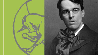 Portrait photograph of the poet WB Yeats and logo from the Yeats society